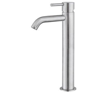 Blandingsbatteri høj model med kort tud i børstet rustfrit stål Life 316L 